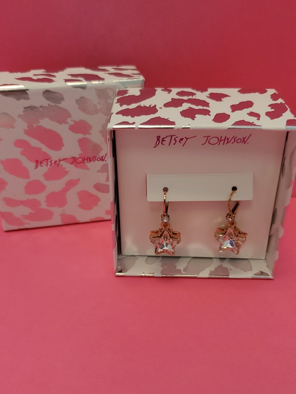 Betsey Johnson Gold Star Drop Earrings - Crystal Accent